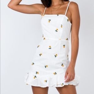 White Sunflower Mini Dress